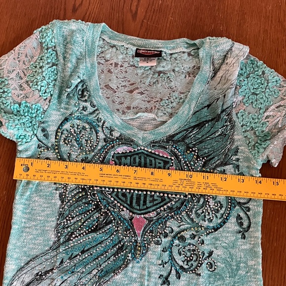 HARLEY-DAVIDSON V-NECK MINT GREEN SWEATER NEW WITHOUT TAGS - Picture 9 of 11